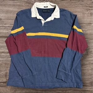 Abercrombie Fitch Shirt Mens Medium Colorblock Rugby Long Sleeve Oversized Polo